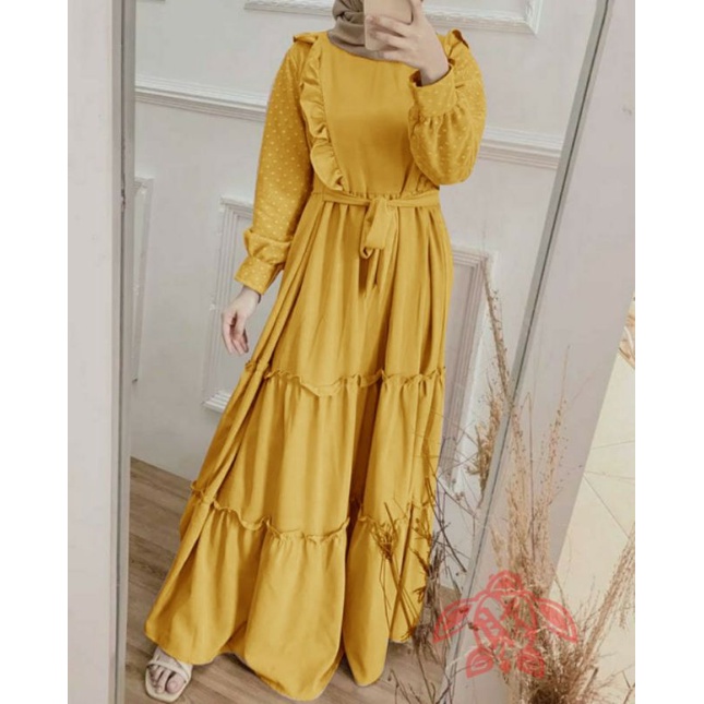 MAXY NISAYA DOT, BRUKAT MOSCREPE, GAMIS, MUSLIM HIJAB, MAXY DRESS