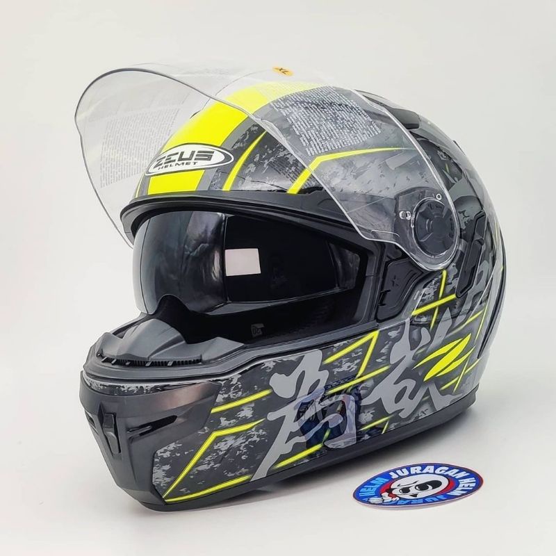 Helm Zeus ZS813 AN24 Grey Fluo Yellow - Fullface Double visor-1