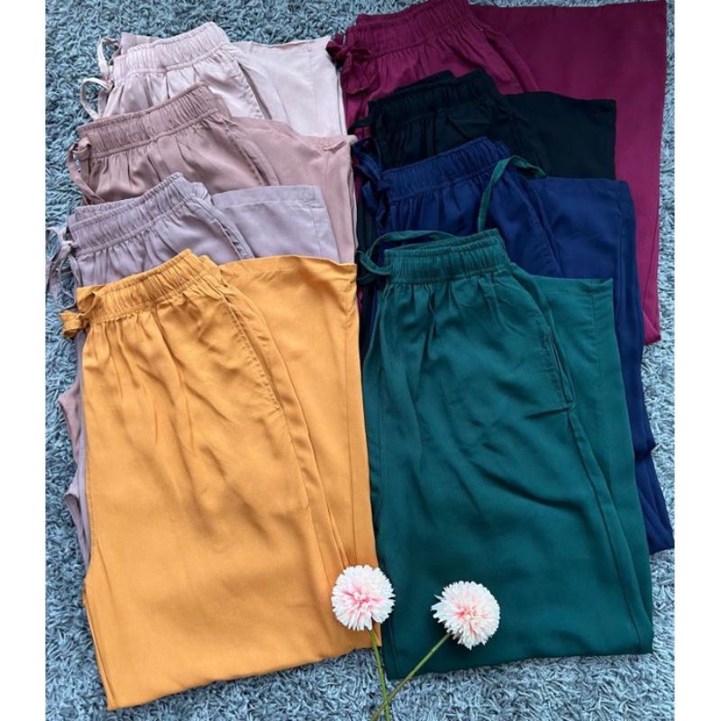 Un*glo cullotes pants/sisa export original(untuk warna beigie army random )-lilac long relaco