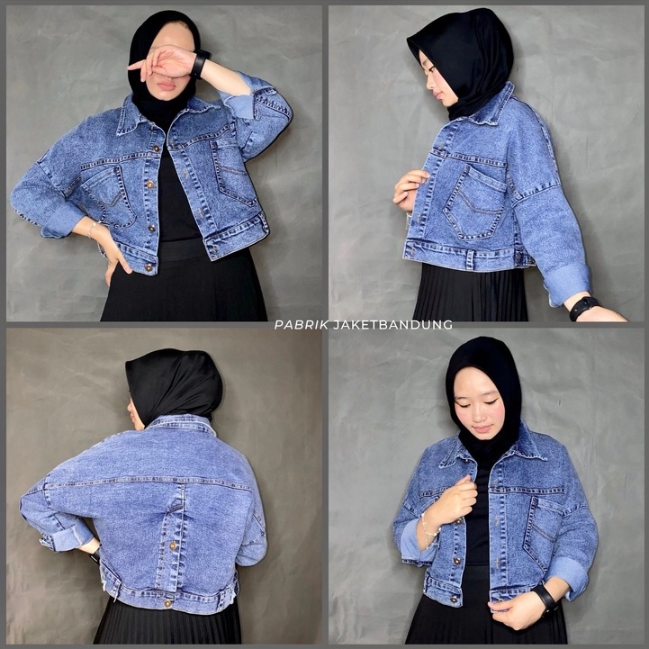 NAYRA CROOP JAKET JEANS |IJAKET DENIM WANITA MODEL ZARA TERBARU