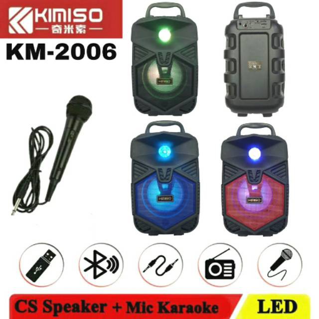 Speaker Bluetooh KIMISO Karaoke 4Inch Lampu LED  + Mic KIMISO Speaker Super Bass Speaker Aktif BASS