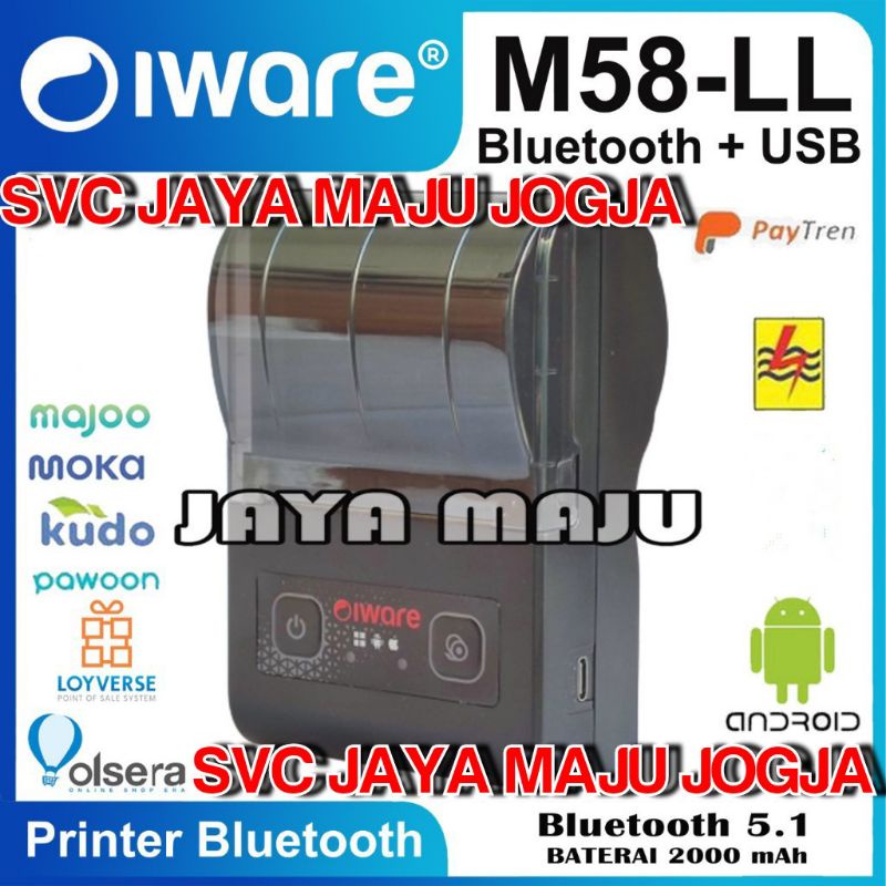 IWARE  M58 LL - BLUETOOTH 5.1  USB - SPEED  90 MM/S - 2.000 mAh  7.4V  ||  MINI PRINTER KASIR THERMA