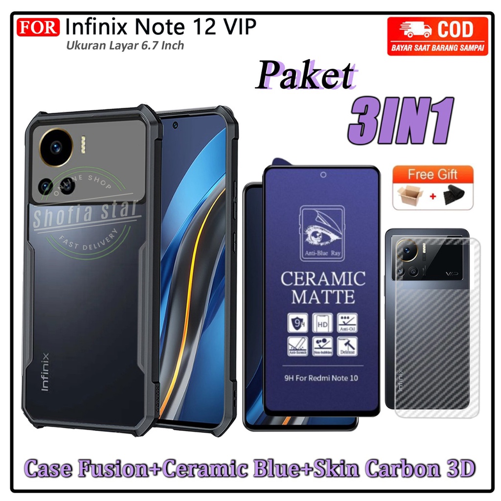 3IN1 Case Infinix Note 12 VIP Softcase Shockproof Transparan Casing