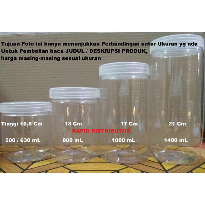 TOPLES PLASTIK PET 1000ML JAR PREMIUM TABUNG 1L SERBAGUNA 1000 ML - BARANG READY