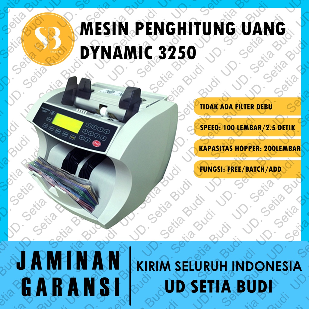 Mesin Hitung Uang Dynamic 3250 Penghitung Rupiah , Dollar dan Euro