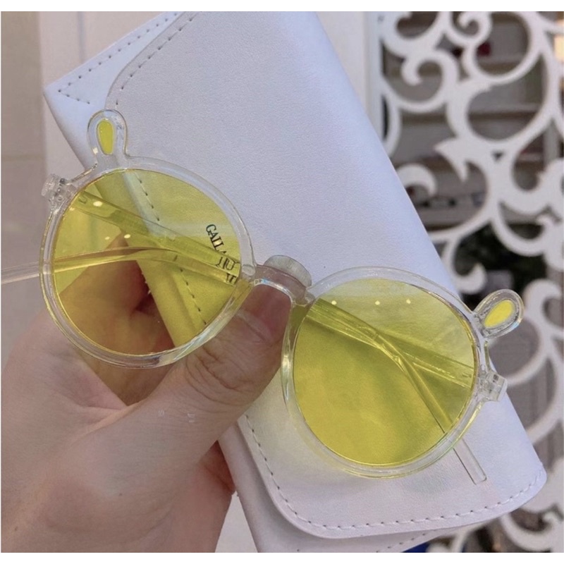 kacamata anak transparan bening transparant import kucing anak dan bayi-kuning