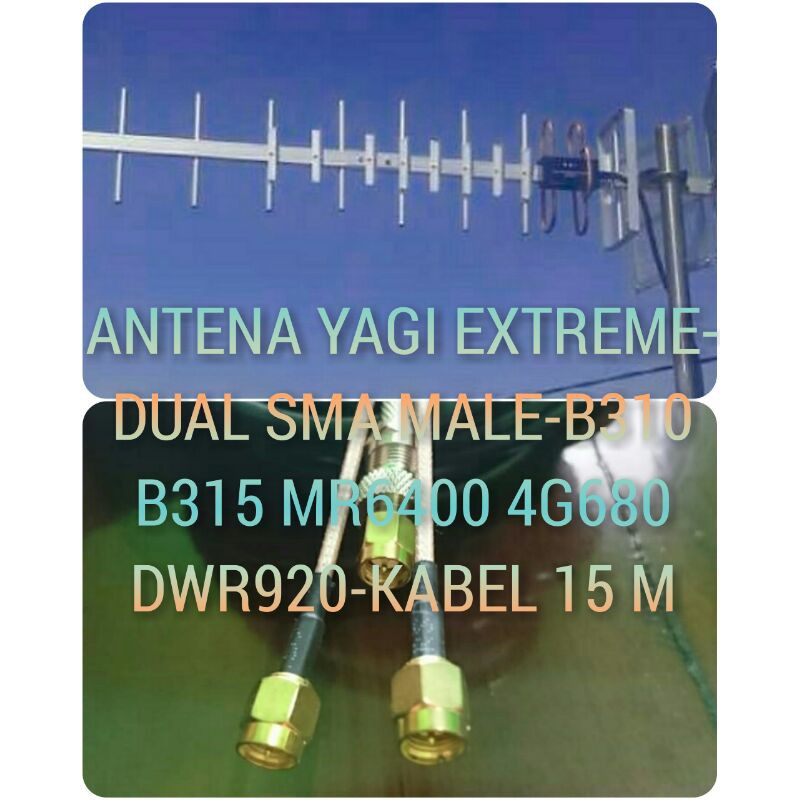 Antena Yagi Extreme Penguat Sinyal Lte Dari Sma Female Ke Dual-2x Sma Female Konektor Antena Ekstern