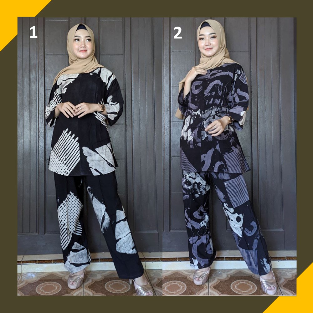 Baju Tidur Wanita Piyama Setelan Celana Panjang Muslimah Bahan Rayon Premium Adem Murah Terbaru Moti