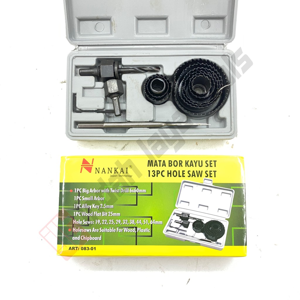 NANKAI 083-01 Holesaw Set Kit 13 Pcs - Hole Saw Mata Bor Kayu