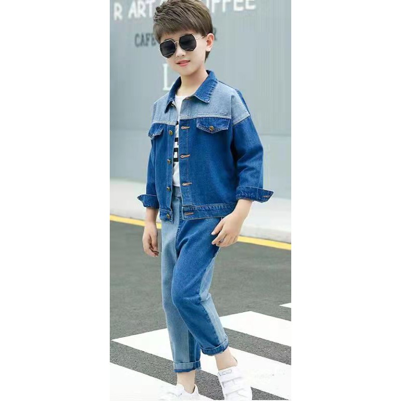 (LOLI-JKT) JK-02 JAKET STELAN IMPORT ANAK UNISEX BAHAN JEANS 110-160