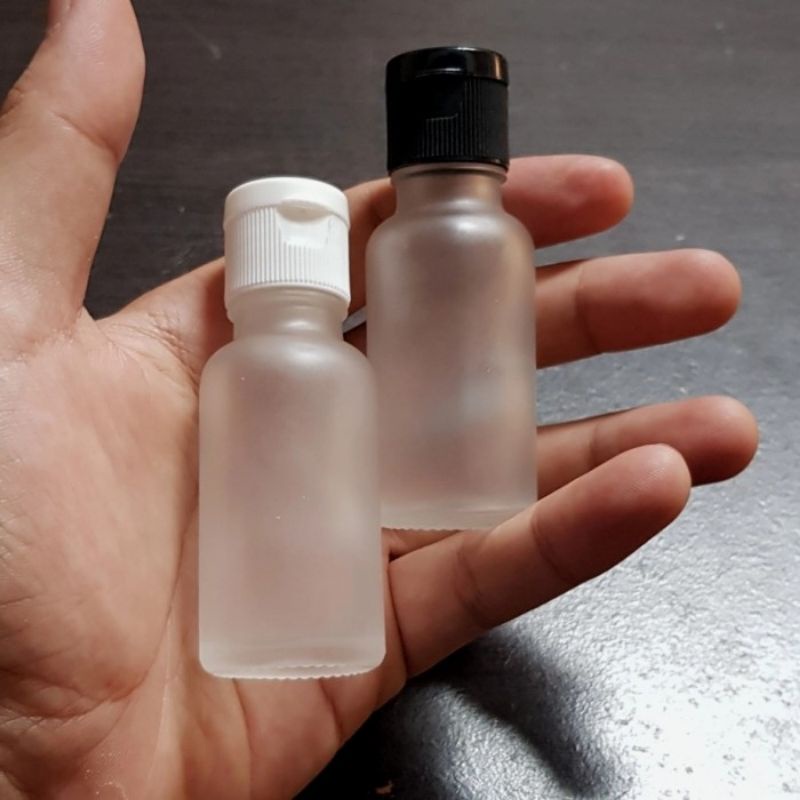 botol kaca 20ml frosted bening tutup fliptop