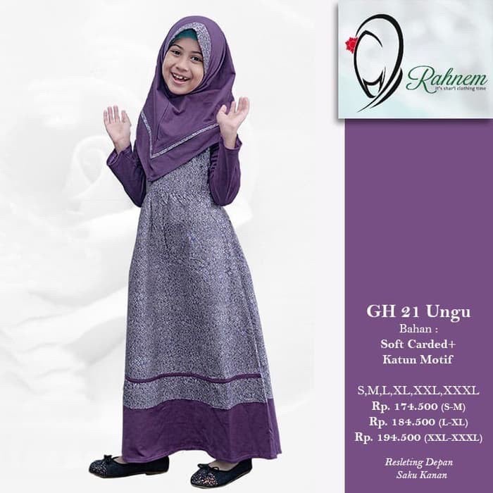 BAJU MUSLIM ANAK PEREMPUAN / GAMIS RAHNEM GH- 21 / FASHION MUSLIM