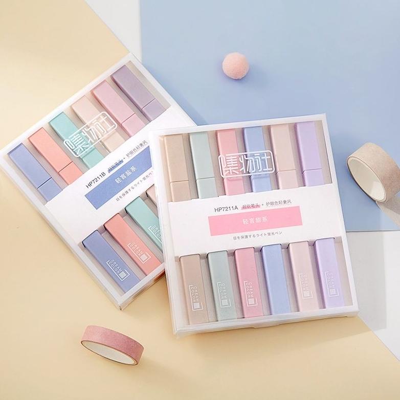 

GRATIS ONGKIR GAEKOPEDIA || 6 Colors Morandi Soft Head Eye Protection Highlighter Light Color Marker Pen (ART. 5312)