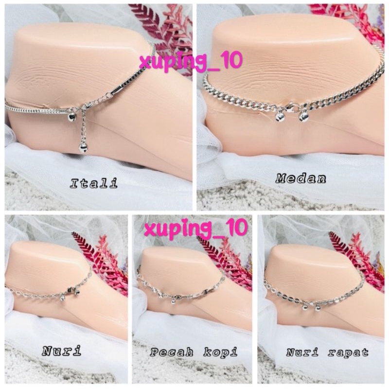 Gelang kaki rante silver dewasa Xuping premium