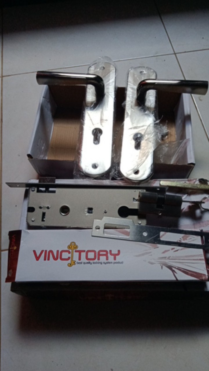 Set Handle Kunci Pintu Besar Vincitory Handel Hl991-92 Nikel Chrome