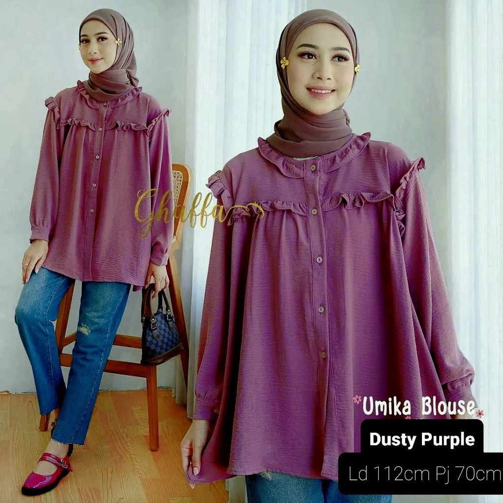 BLOUSE WANITA UMIKA BAHAN CRINKLE LD 112 CM PB 70 CM KANCING AKTIF / BUSUI BLOUSE OVERSIZE XXL KEMEJA WANITA OVERSIZE ATASAN WANITA KOREAN STYLE BAJU BLOUSE BUSUI TERBARU 2023 KEKINIAN