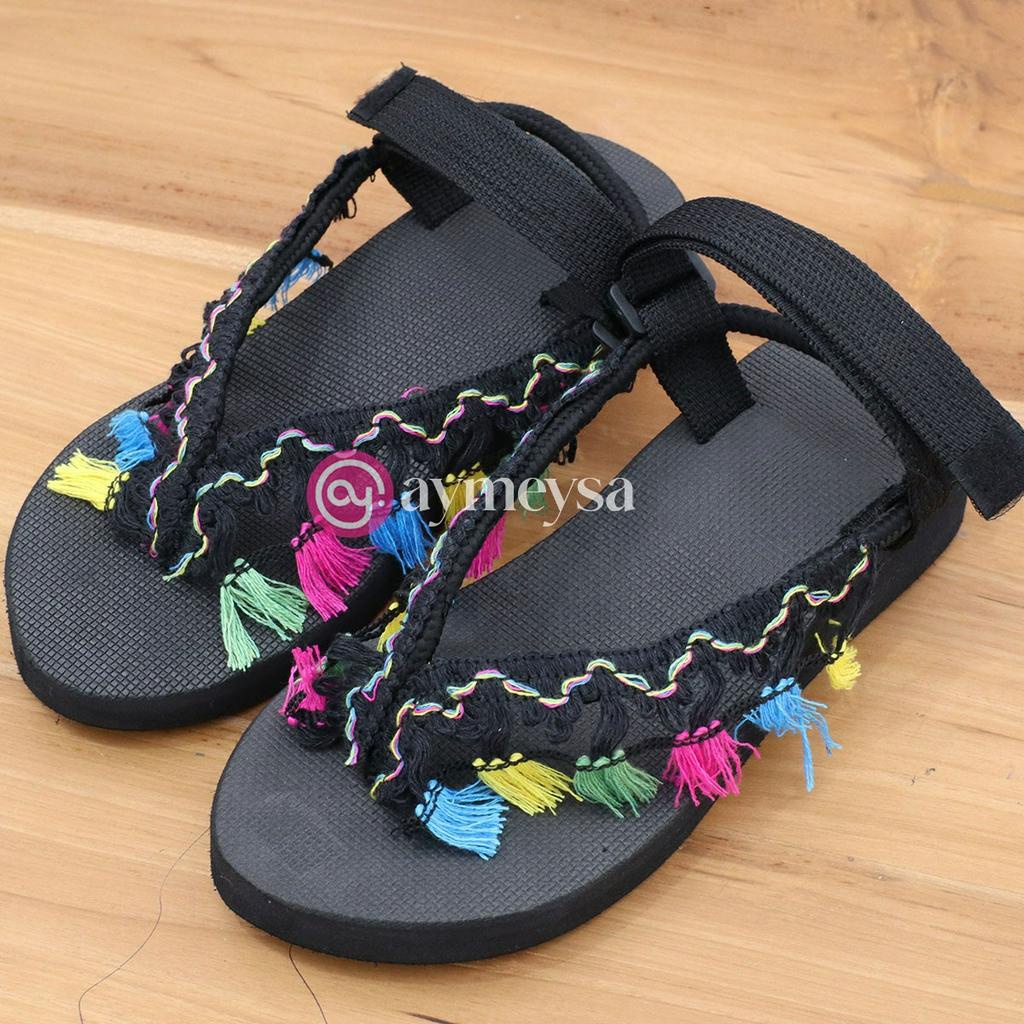 Sandal Wedges Boho Rumbai Etnik Bali Bohemian