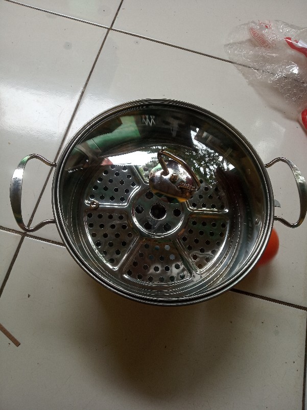 Panci Kukus Tutup Kaca Kecil Stainless Murah / Panci Kukusan Tutup Kaca Stainless Stell 24 Cm