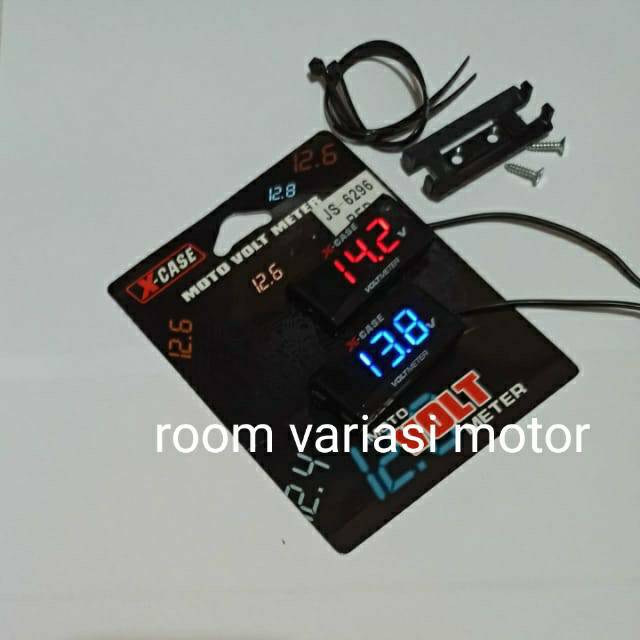 VOLT METER AKI MODISH LED BLUE VOLTMETER ACCU UNIVERSAL BEAT MIO AEROX VARIO SATRIA NINJA DLL