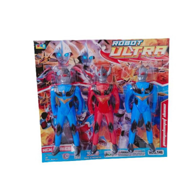 WJS 146 - Mainan anak Ultraman isi 3pc biru dan merah wjs146