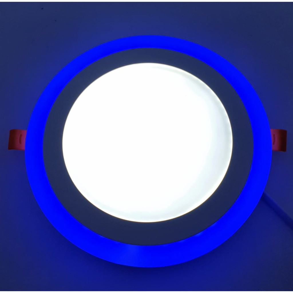 RC Lampu Led Panel BULAT INBOW 2 Warna 12w Tengah Putih + 4w Lis Biru SNI (DL 19cm / DD 15cm)