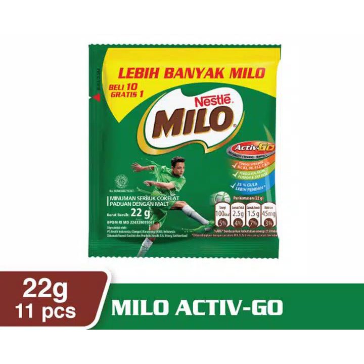 

ANEKA SNACK MILO ACTIVE-GO SACHET 22 Gram X 11 Pcs / Susu Coklat