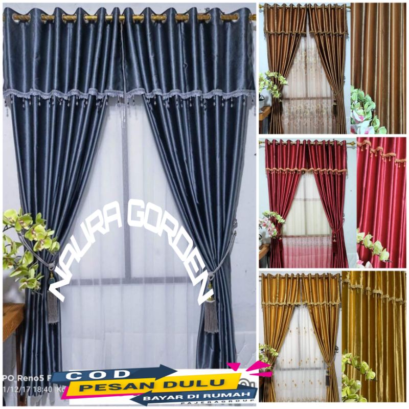 gorden Poni Smokring Polos Blackout Import Tebal Jendela Pintu Kamar Tidur Ruang Tamu Mewah Panjang