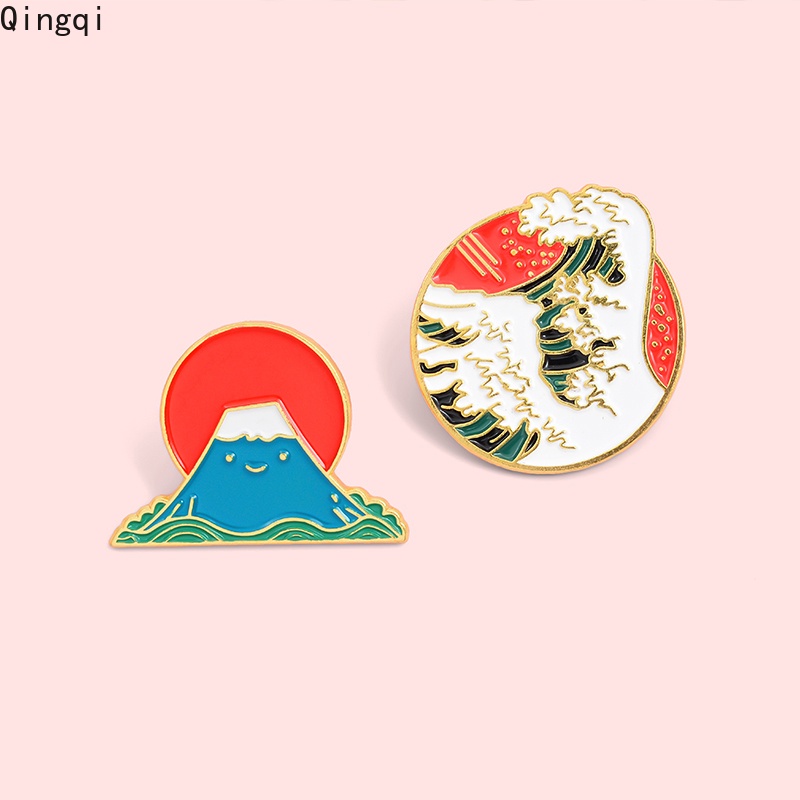 Bros Pin Enamel Bentuk Pemandangan Gunung Laut Untuk Hadiah Teman