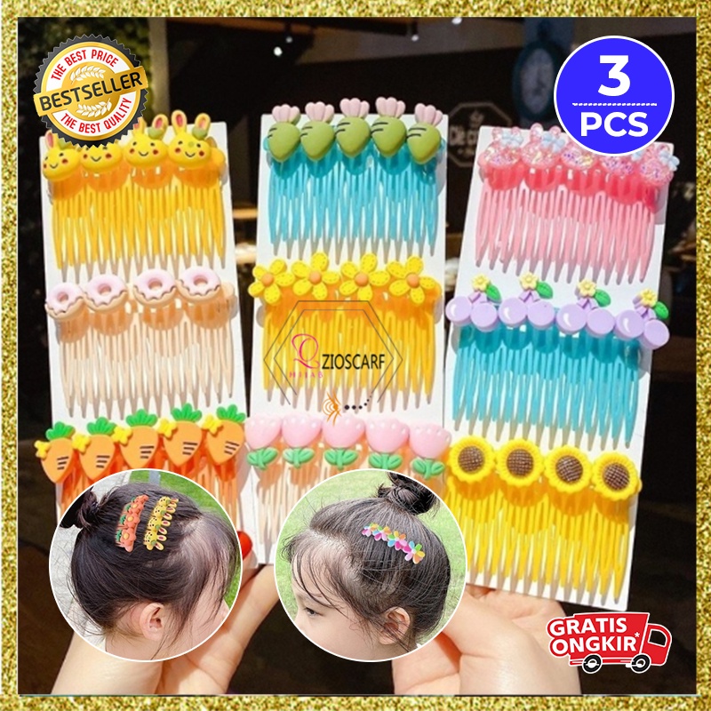 1SET 3PCS JEPIT RAMBUT ANAK PEREMPUAN JEPIT RAMBUT SISIR HAIRPIN MOTIF LUCU AKSESORIS RAMBUT ANAK IMPORT AK42