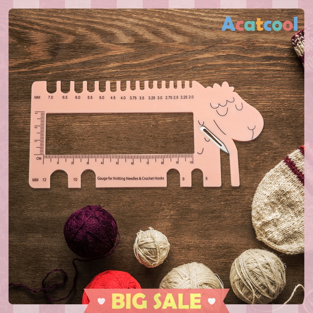 DIY Sheep Shape Sewing Knitting Needles Gauge Size Guide Crochet Hook Ruler