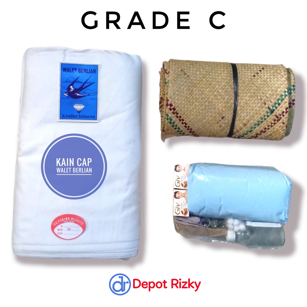 Kain kafan perlengkapan jenazah mayit pria wanita komplit satu set (Grade C)