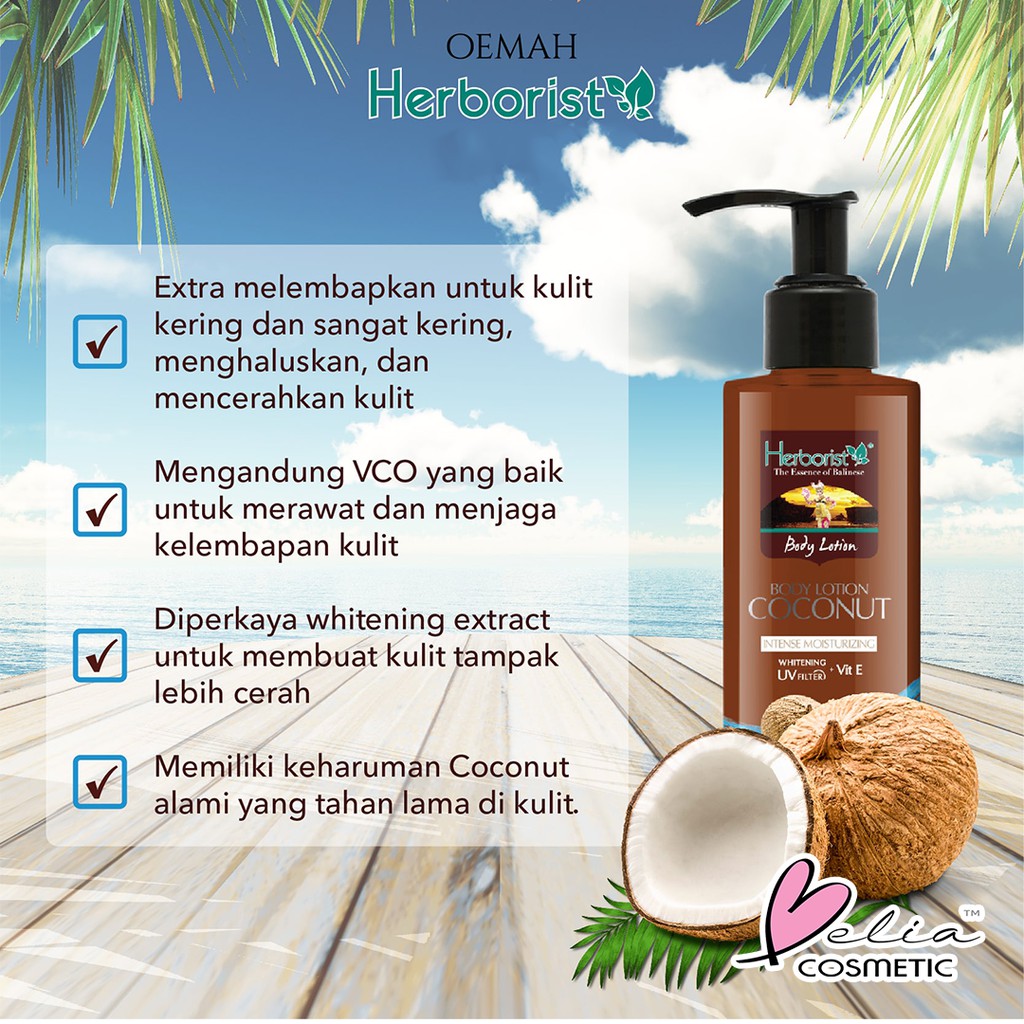 ❤ BELIA ❤ Herborist Body Lotion Zaitun | Coconut | Frangipani | Whitening UV Filter Herboris 145ml