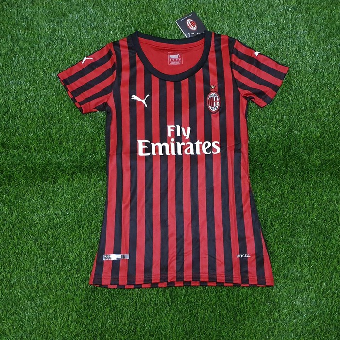 BAJU KAOS JERSEY BOLA WANITA AC MILAN HOME LADIES SEASON 2019/2020 GRADE ORI