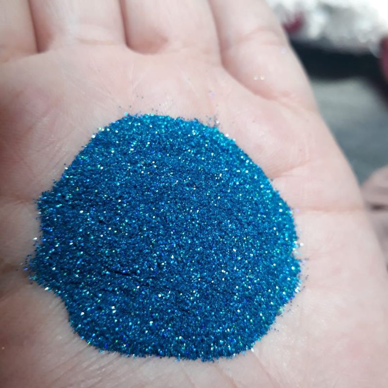 SERBUK GLITTER HOLOGRAM BIRU / BIRU RAINBOW 250 gr