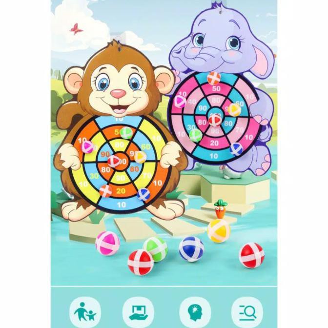 Banting Harga Mainan Anak Lempar Bola Dart Tempel Lucu - Buah Papan