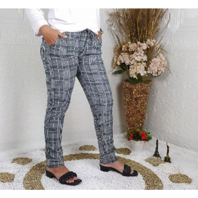 Celana baggy Motif Kotak / Celana Doty Tartan / Luna Pants Celana wanita terbaru