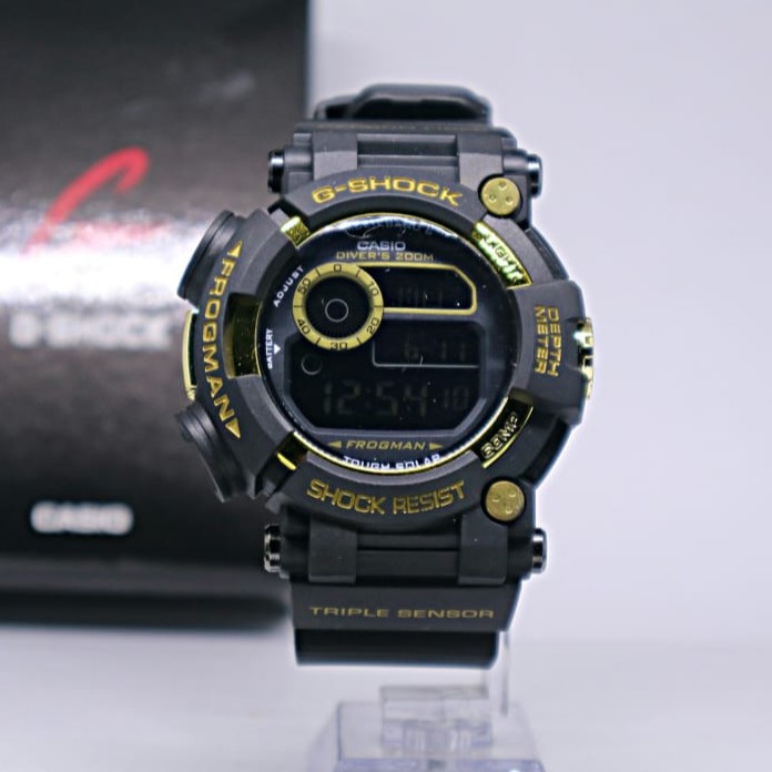 JAM TANGAN PRIA CASIO G SHOCK FROGMAN HITAM GOLD