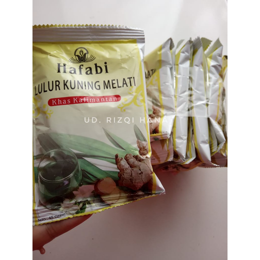 LULUR SUSU MELATI HAFABI ( Asli Kalimantan ) Kuning, isi 8 bungkus lulur.