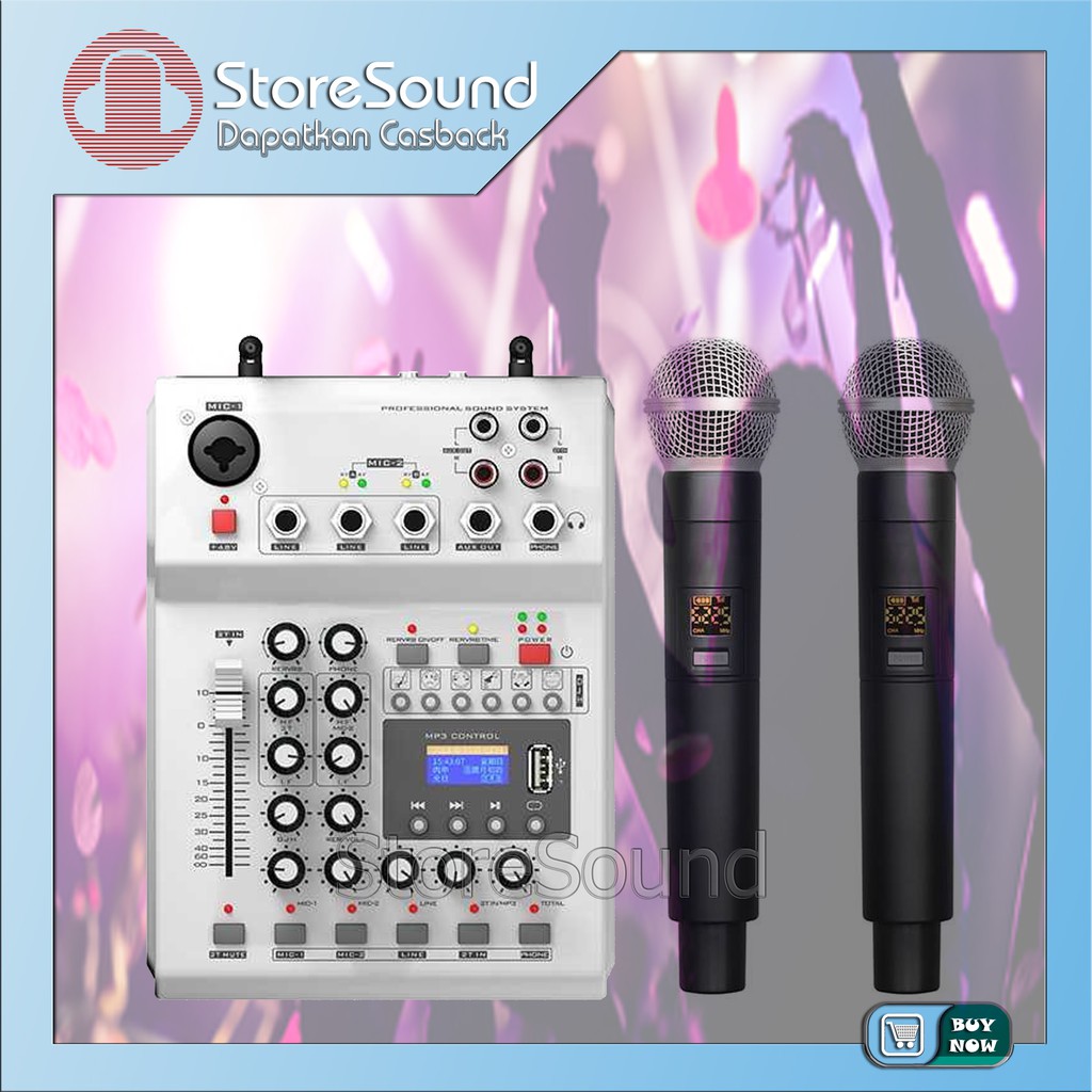 Mixer Audio / Audio Mixer / Karoke Mixer / Mixer Microphone Nono Input 48V Phantom Power 2 Wireless