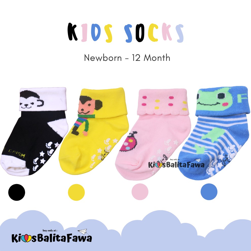 (ISI 6-12 PC) Kaos Kaki Bintik Karakter Bayi / SNI Tebal Baby Socks Anti Slip Kaus Kaki Perlengkapan Bayi Babycinnamon