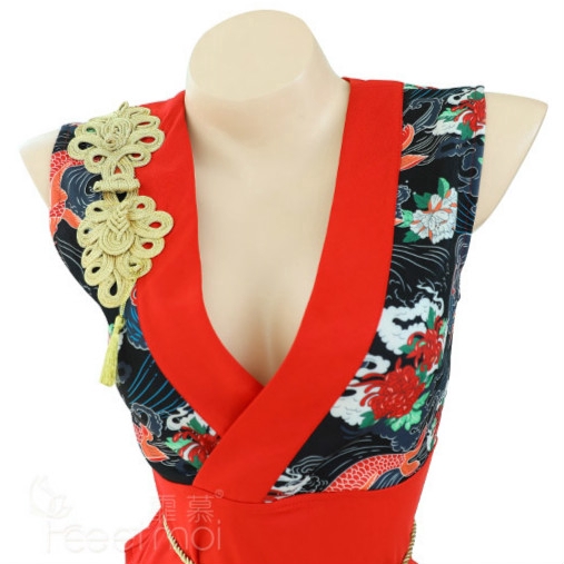 【Wetrose】Set Gaun Lingerie Wanita dengan Model Kimono dan Gambar Motif Bergaya Sexy untuk Cosplay