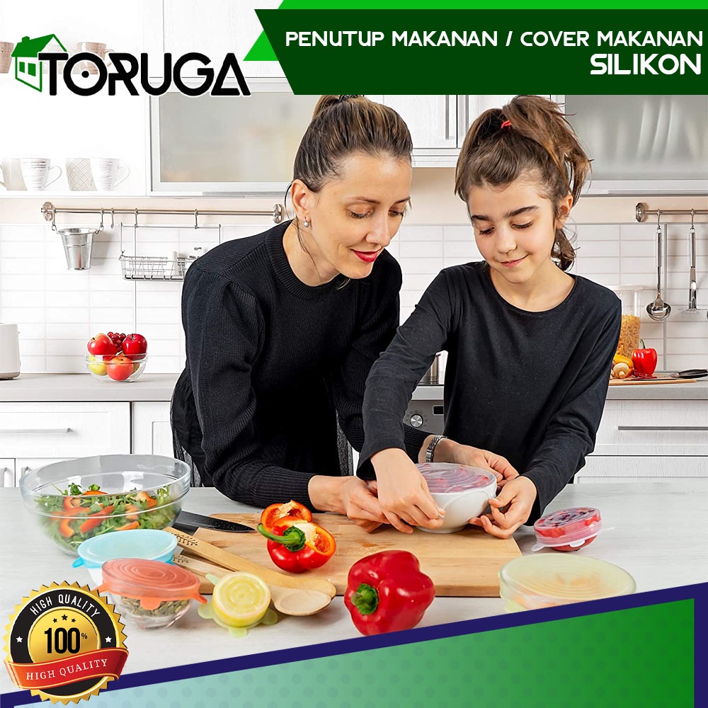 Penutup Makanan Silikon 6 in 1 Food Cover Lid Praktis Anti Tumpah Serbaguna
