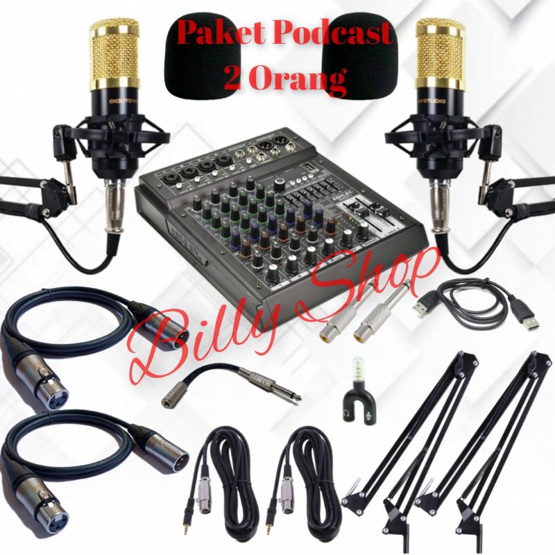 Paket Podcast 2 Orang Mic BM 800 Mixer Ashley Samson 4 (4 Channel)