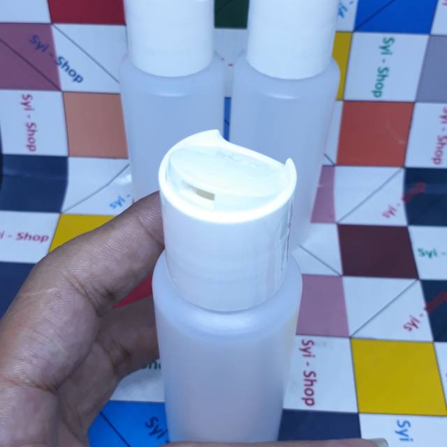 Botol Kosmetik 60 ml Plastik Natural Tutup Press Top