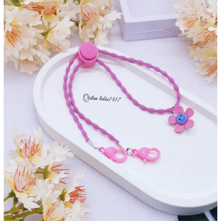 Strap mask elastis bandul Clay Flowers smile n bandul bunga Krisan