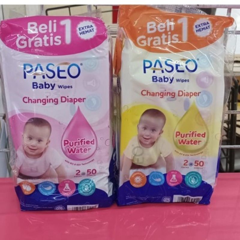 [MD] TISU BASAH PASEO BABY WIPES 50 SHEET / TISU BASAH MITU BABY WIPES ANTISEPTIC ISI 4 SHEET