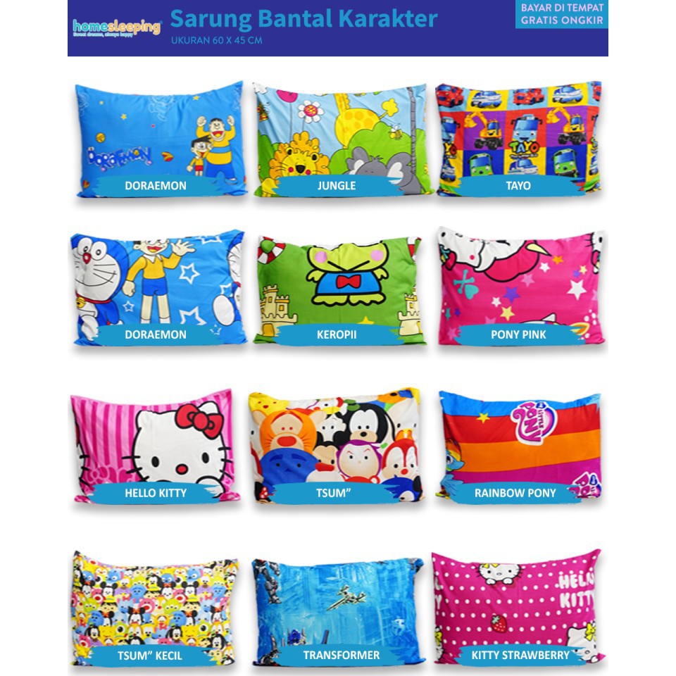 Harga Promo - Sarung BANTAL Karakter /Sarung Bantal dan sarung guling Motif MURAH sarung bantal 43x6