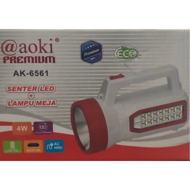 COD Lampu Senter + emergency light LED AOKI AK-6561 Rechargable//SENTER EMERGENCY AOKI AK-6561