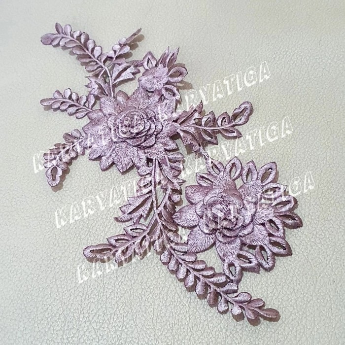 Renda Bordir Aplikasi / Tabur Bunga - Ungu Taro