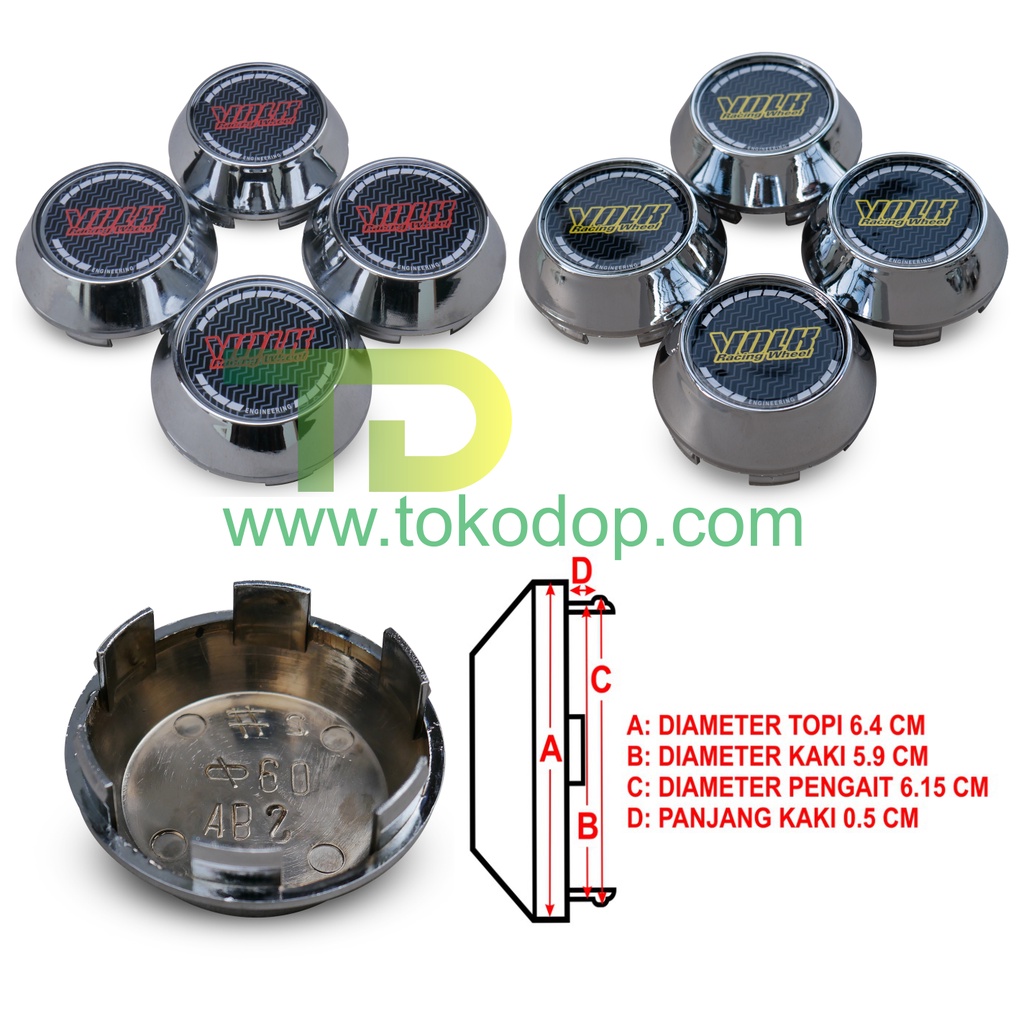 COVER AS VELG VOLK RACING WHEEL KERUCUT CHROME KAKI 5.9 CM TOPI 6.4 CM TUTUP DOP